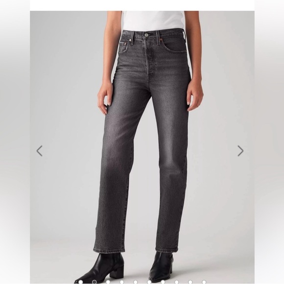 Levi's gray rib cage straight ankle super high rise button fly jeans Sz 16w Nwt - Picture 9 of 13